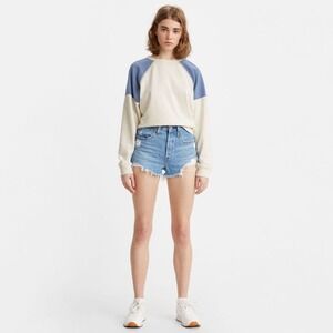 Levi's Jeans 501 High Rise Denim Shorts Sansome Straggler Light Wash Distress 31